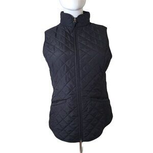 Van Heusen Black XSmall Quilted Sleeveless Vest Full Zip Polyester NEW